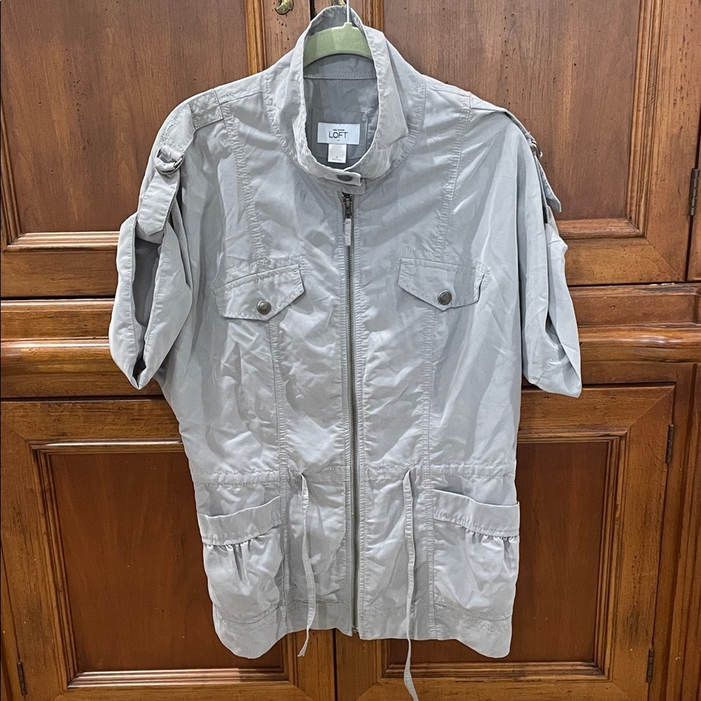 LOFT Ann Taylor Factory Cupro Short Sleeve Cargo Utility Jacket